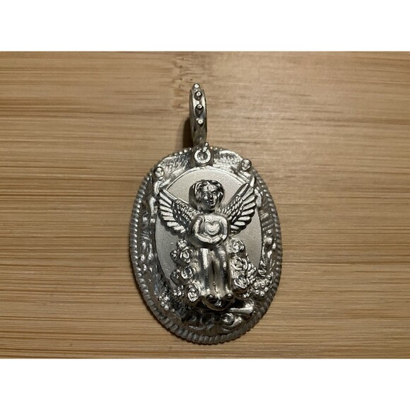 Rebecca Collin’s Cherub/Angel Silver Tone Pendant Signed. Newman Marcus - Picture 1 of 5